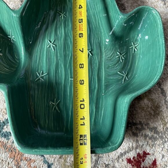 Treasure Craft Made in USA Cactus Shaped Green Ceramic Dish/Planter - Picture 10 of 13